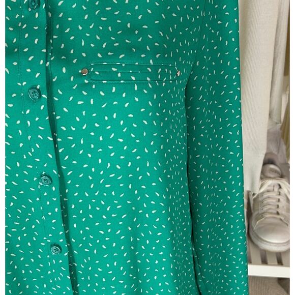 Apt. 9 Women's Size M Teal Button Up Roll Tab Sleeve Lightweight Blouse #0349 - Picture 4 of 14